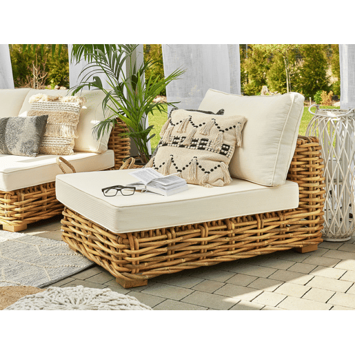 Conjunto de jardim com mesa 4 lugares VARALLO à esquerda Rattan Natural