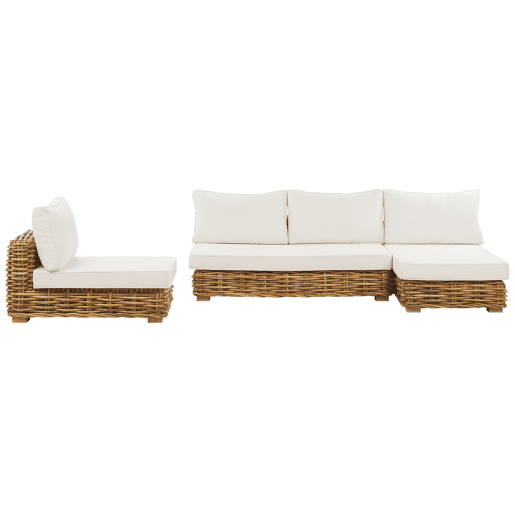 Conjunto de jardim com mesa 4 lugares VARALLO à esquerda Rattan Natural