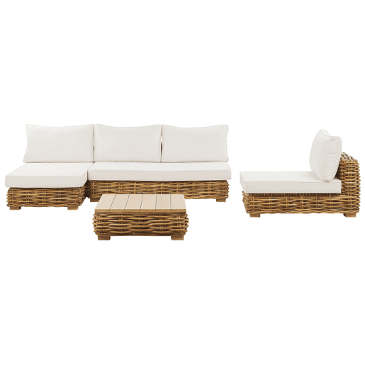 Conjunto de jardim com mesa 4 lugares VARALLO à esquerda Rattan Natural