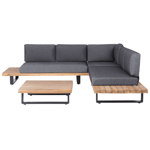 Conjunto de sofás de jardim de canto 5 lugares MYKONOS à direita Madeira de Acácia certificada Cinzento escuro
