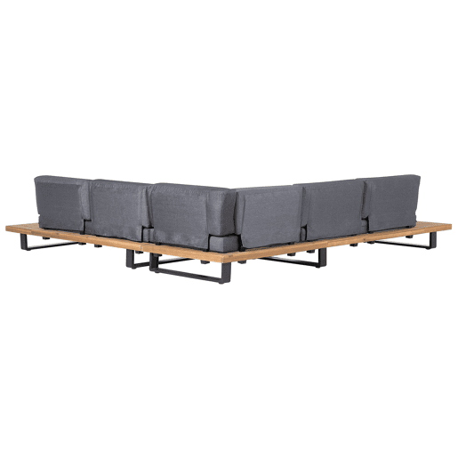 Conjunto de sofás de jardim de canto 5 lugares MYKONOS à direita Madeira de Acácia certificada Cinzento escuro