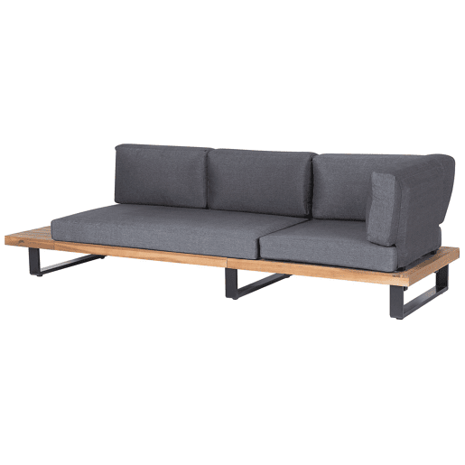 Conjunto de sofás de jardim de canto 5 lugares MYKONOS à direita Madeira de Acácia certificada Cinzento escuro