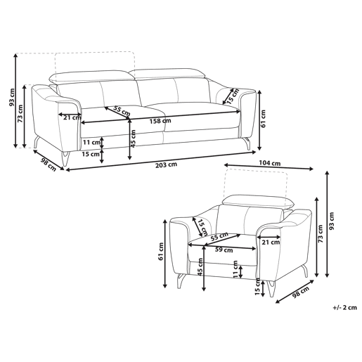 Conjunto de sala de estar NARWIK Pele Castanho 4 lugares Conjunto de sala de estar NARWIK Pele Castanho 4 lugares