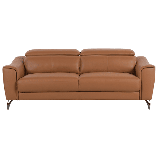Conjunto de sala de estar NARWIK Pele Castanho 4 lugares Conjunto de sala de estar NARWIK Pele Castanho 4 lugares