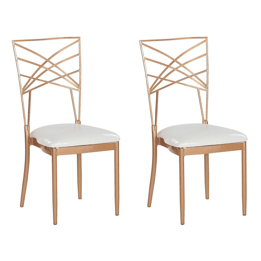 Conjunto de 2 cadeiras de jantar GIRARD Metal Rosa-dourado