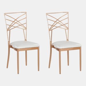Conjunto de 2 cadeiras de jantar GIRARD Metal Rosa-dourado