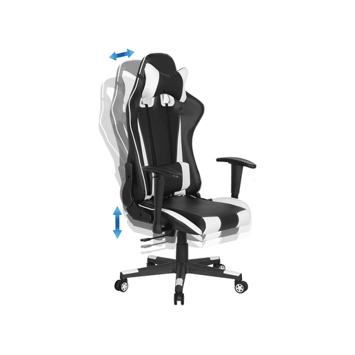 Cadeira de escritório GAMER Pele sintética Branco