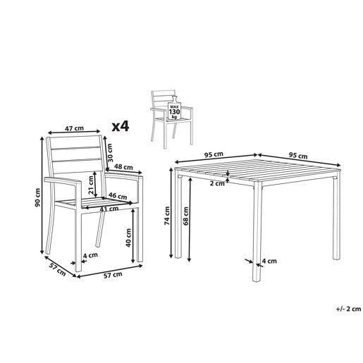 Conjunto de refeições de jardim 4 lugares PRATO Cinzento