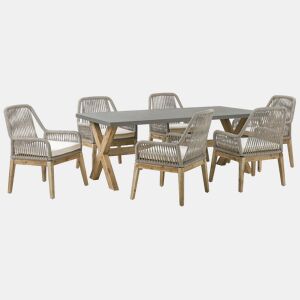 Conjunto de refeições de jardim 6 lugares OLBIA com almofadas Betão Creme