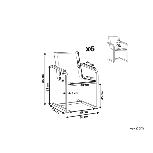 Conjunto de 6 cadeiras de jardim COSOLETO Aço inoxidável Cinzento