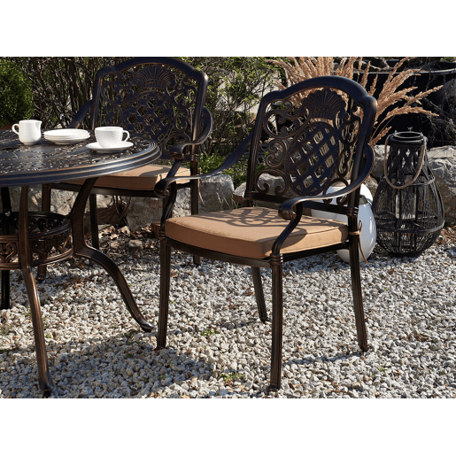 Conjunto de 4 cadeiras de jardim com almofadas SALENTO Metal Castanho escuro Conjunto de 4 cadeiras de jardim com almofadas SALENTO Metal Castanho escuro