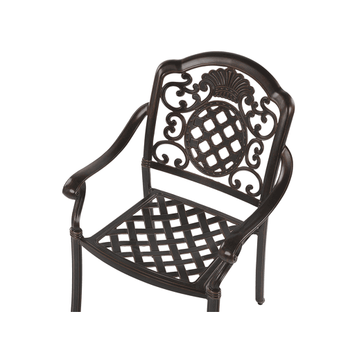 Conjunto de 4 cadeiras de jardim com almofadas SALENTO Metal Castanho escuro Conjunto de 4 cadeiras de jardim com almofadas SALENTO Metal Castanho escuro