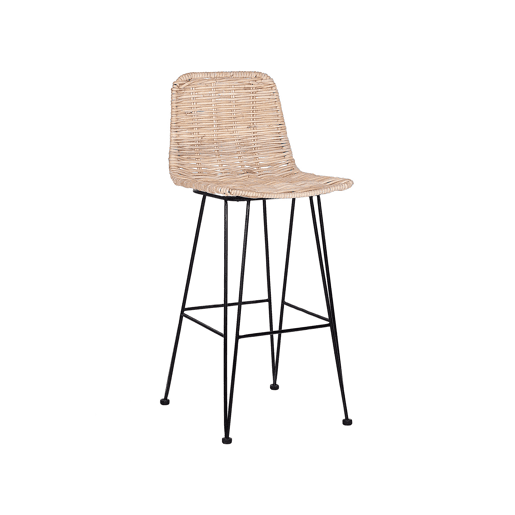 Conjunto de 2 bancos de bar CASSITA Rattan Natural