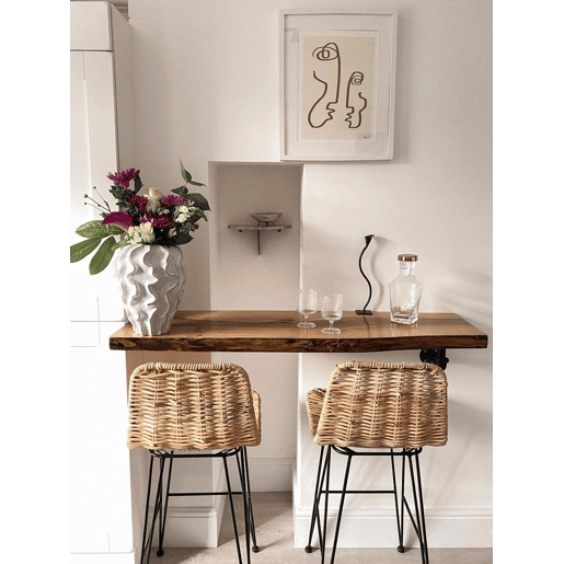 Conjunto de 2 bancos de bar CASSITA Rattan Natural