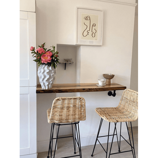 Conjunto de 2 bancos de bar CASSITA Rattan Natural