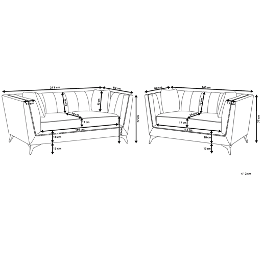 Conjunto de sala de estar GAULA Veludo Azul esverdeado 5 lugares