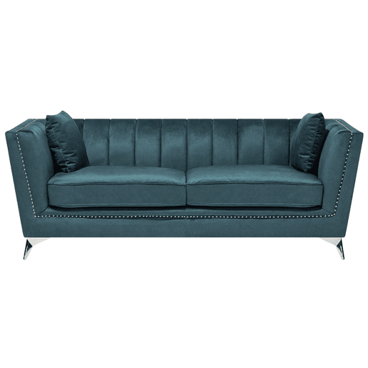 Conjunto de sala de estar GAULA Veludo Azul esverdeado 5 lugares