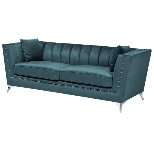 Conjunto de sala de estar GAULA Veludo Azul esverdeado 5 lugares