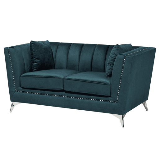 Conjunto de sala de estar GAULA Veludo Azul esverdeado 5 lugares