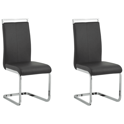 Conjunto de 2 cadeiras de jantar GREEDIN Pele sintética Preto