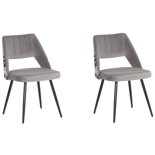 Conjunto de 2 cadeiras de jantar ANSLEY Veludo Cinzento