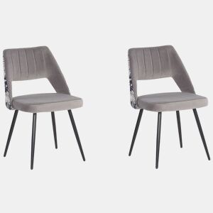 Conjunto de 2 cadeiras de jantar ANSLEY Veludo Cinzento
