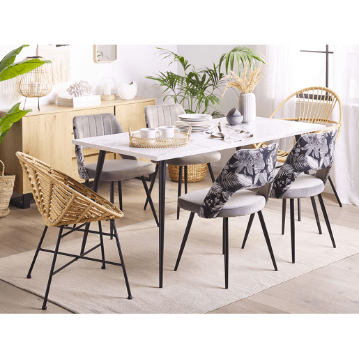 Conjunto de 2 cadeiras de jantar ANSLEY Veludo Cinzento