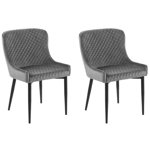 Conjunto de 2 cadeiras de jantar SOLANO Veludo Cinzento