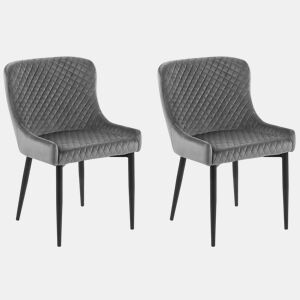 Conjunto de 2 cadeiras de jantar SOLANO Veludo Cinzento