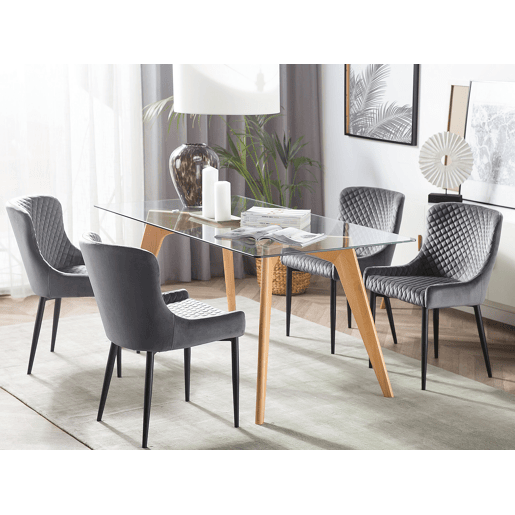 Conjunto de 2 cadeiras de jantar SOLANO Veludo Cinzento