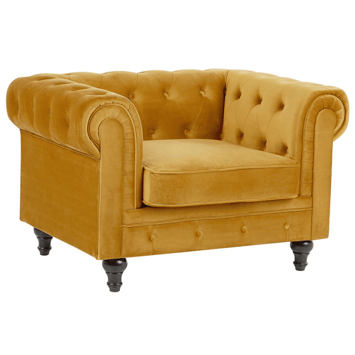 Poltrona CHESTERFIELD Veludo Mostarda Poltrona CHESTERFIELD Veludo Mostarda