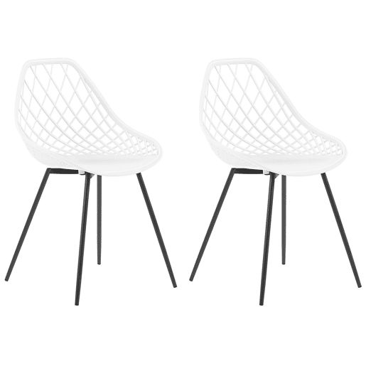 Conjunto de 2 cadeiras de jantar CANTON Branco Conjunto de 2 cadeiras de jantar CANTON Branco
