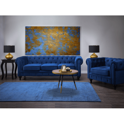 Conjunto de sala de estar CHESTERFIELD Veludo Azul marinho 4 lugares