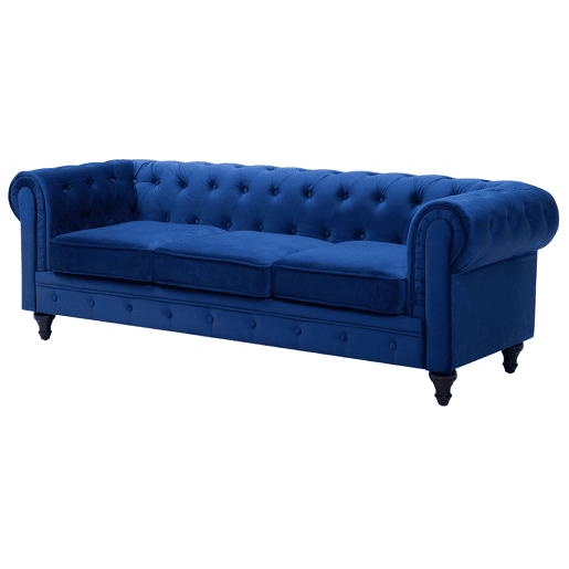 Conjunto de sala de estar CHESTERFIELD Veludo Azul marinho 4 lugares