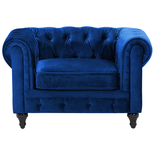 Conjunto de sala de estar CHESTERFIELD Veludo Azul marinho 4 lugares