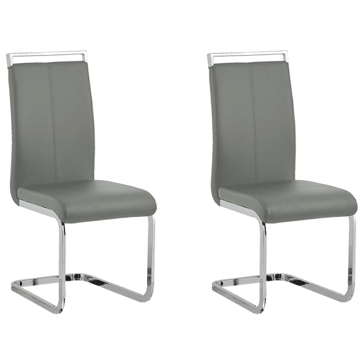 Conjunto de 2 cadeiras de jantar GREEDIN Pele sintética Cinzento