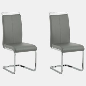 Conjunto de 2 cadeiras de jantar GREEDIN Pele sintética Cinzento