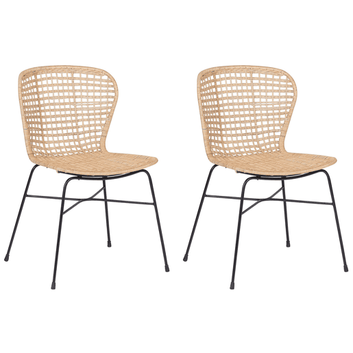 Conjunto de 2 cadeiras de jantar ELFROS Rattan Natural