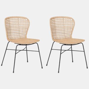 Conjunto de 2 cadeiras de jantar ELFROS Rattan Natural