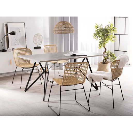 Conjunto de 2 cadeiras de jantar ELFROS Rattan Natural