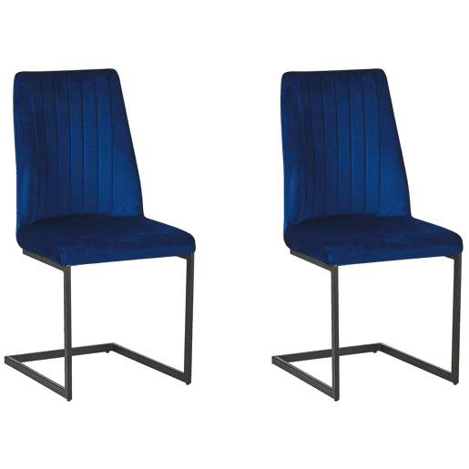 Conjunto de 2 cadeiras de jantar LAVONIA Veludo Azul marinho