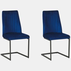 Conjunto de 2 cadeiras de jantar LAVONIA Veludo Azul marinho