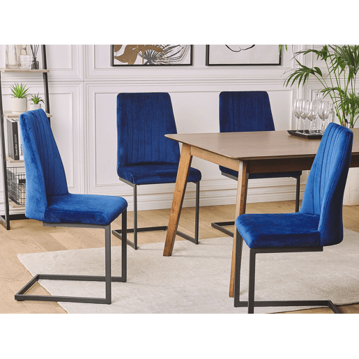 Conjunto de 2 cadeiras de jantar LAVONIA Veludo Azul marinho