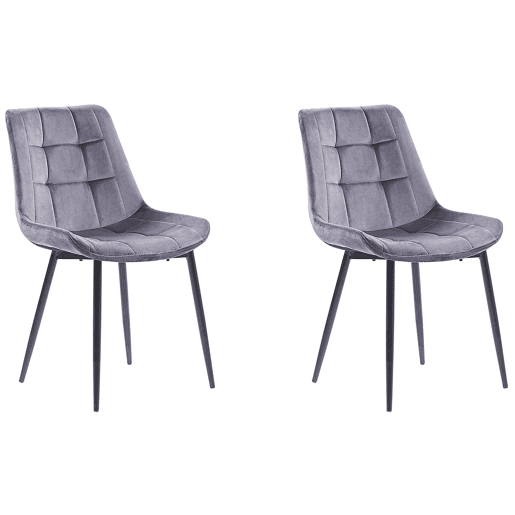 Conjunto de 2 cadeiras de jantar MELROSE Veludo Cinzento claro