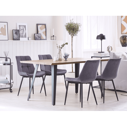 Conjunto de 2 cadeiras de jantar MELROSE Veludo Cinzento claro