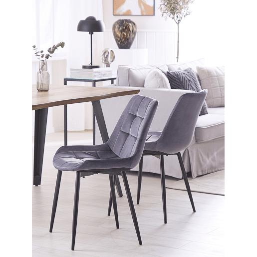 Conjunto de 2 cadeiras de jantar MELROSE Veludo Cinzento claro