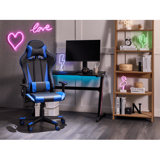 Cadeira de escritório GAMER Pele sintética Azul escuro