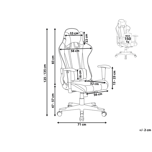 Cadeira de escritório GAMER Pele sintética Azul escuro
