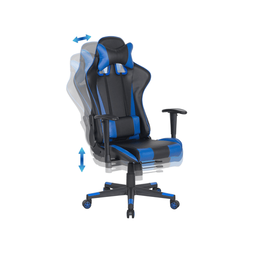 Cadeira de escritório GAMER Pele sintética Azul escuro