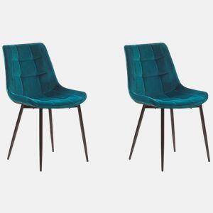 Conjunto de 2 cadeiras de jantar MELROSE Veludo Turquesa